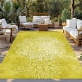 thumbnail image 2 of Boho Flowers Outdoor Rug for Patio/Deck/Porch, Non-Slip Large Area Rug 6 x 9 Ft, Yellow Floral Vintage Bohemian Watercolor Indoor Outdoor Rugs Washable Area Rugs, Reversible Camping Rug Carpet Runner, 2 of 8