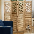 thumbnail image 5 of Room Divider Wood Carved Wall Divider Indoor Folding Portable Partition Screen for Home Office Garden Terrace - 4 Panel, 67 * 60inch (Wood), 5 of 11