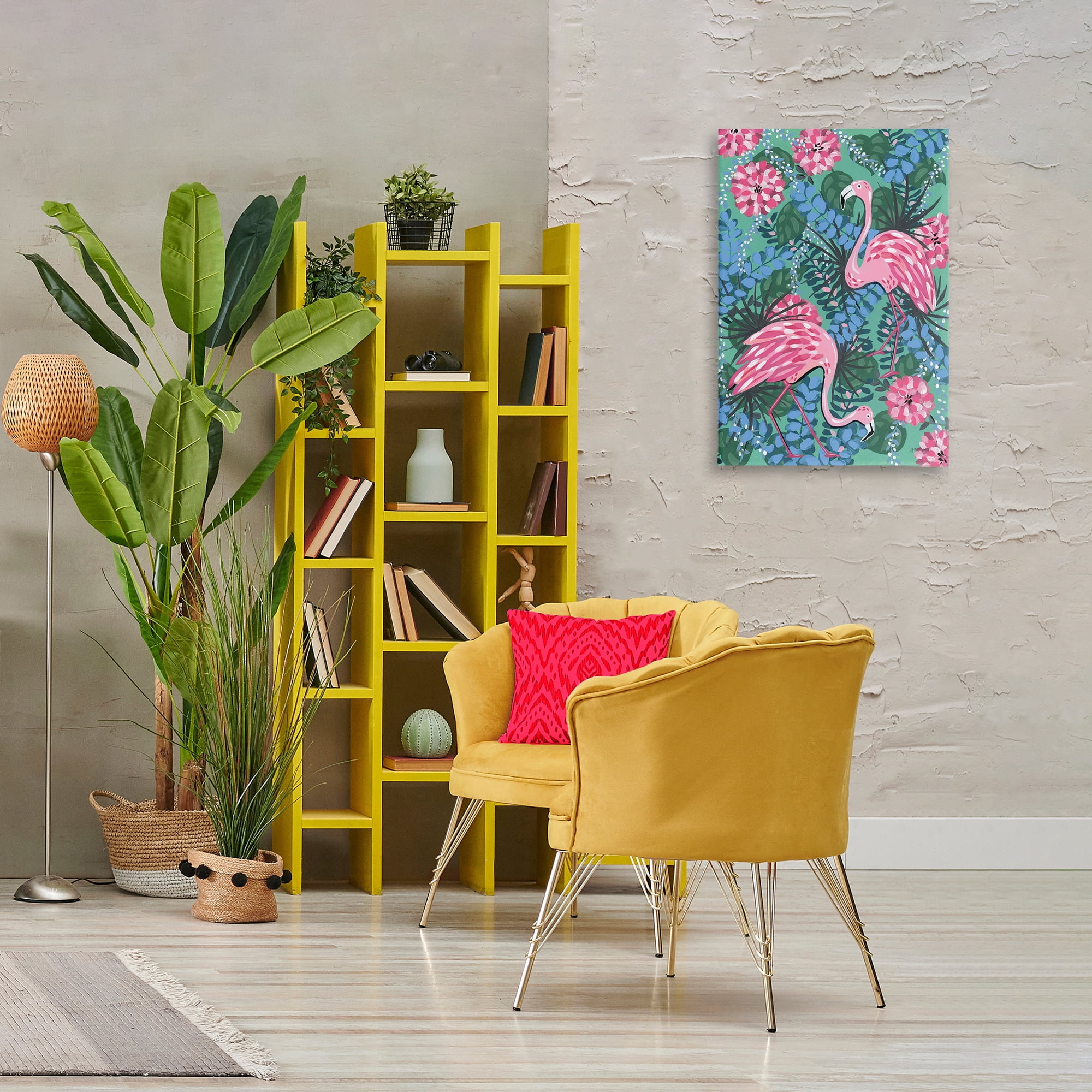 Stupell Industries Maximalist Flamingos Pattern Animals & Insects Painting Gallery Wrapped Canvas Art Print Wall Art, 20 x 30