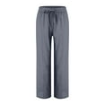 thumbnail image 2 of JUSLIO Linen Pants Women Comfortable Casual Lace-up Linen Straight Leg Pants Gray S, 2 of 5