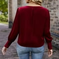 thumbnail image 5 of Womens Retro V Neck Velvet Shirts, Button up Long Sleeve Tops, Casual Velour Blouses for Women, 5 of 7