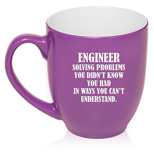 16oz Bistro Mug Ceramic Coffee Tea Glass Cup Funny Engineer Solving Problems 