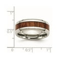thumbnail image 6 of Chisel Stainless Steel Polished Red/Orange Koa Wood Enameled 8mm Band, 6 of 7
