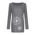 thumbnail image 3 of Top túnica de manga larga para mujer, blusa con estampado Floral de diente de león, camisetas casuales, camisetas, 3 of 4