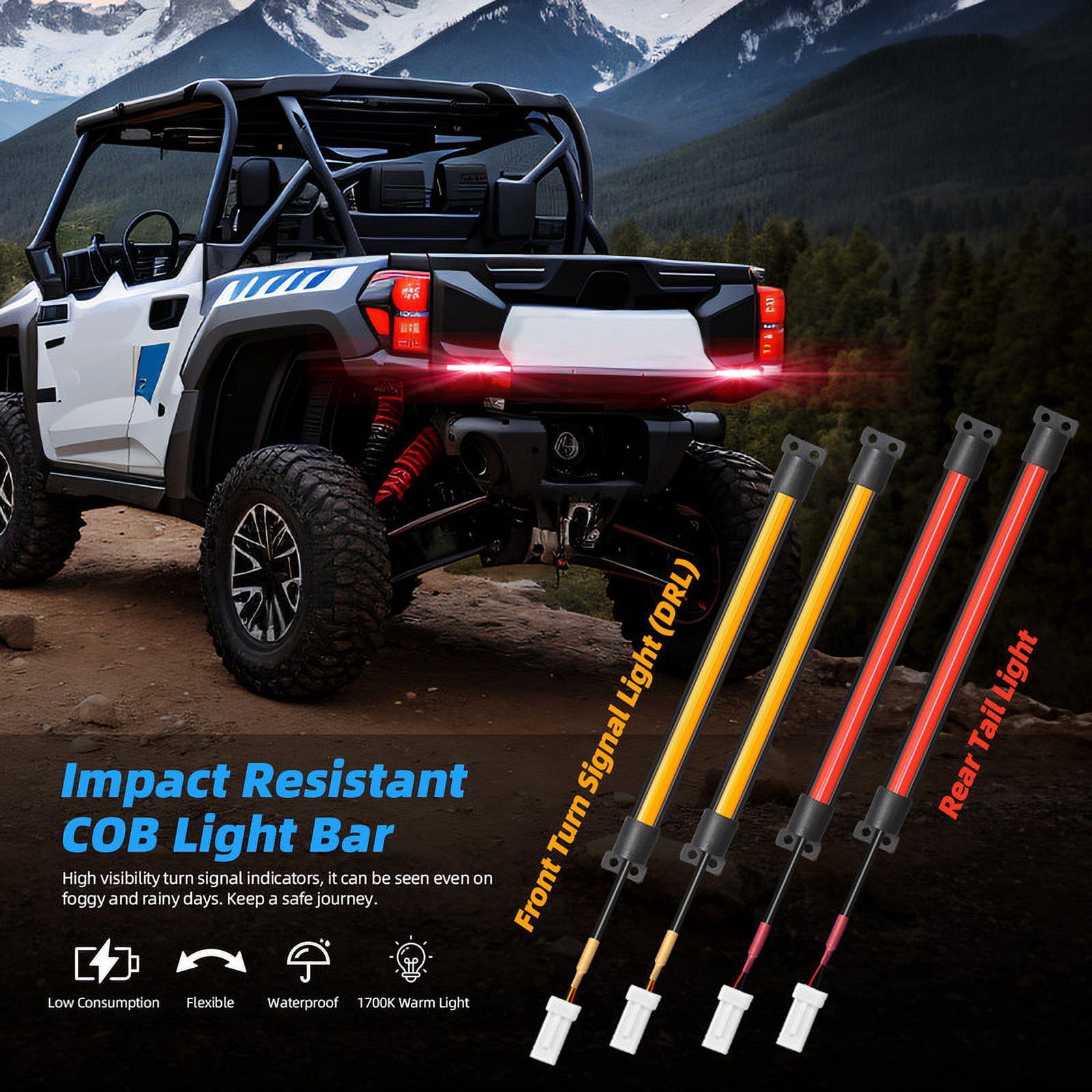 Roykaw UTV Turn Signal Street Legal Kit for Polaris, Kawasaki, Arctic Cat, Pioneer, Talon, Can-Am