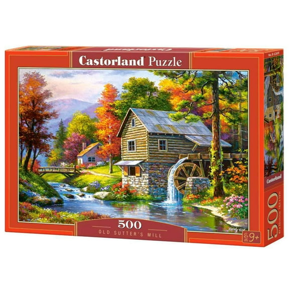 500 Piece Jigsaw Puzzle, Old Sutter’s Mill, Charming Nook, Pond, Countryside, Adult Puzzles, Castorland B-52691