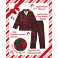 thumbnail image 2 of PJ's & Presents Boys' Christmas Pajamas - 2 Piece Plaid Flannel Coat Front Holiday Pajama Pants Set, 2 of 7