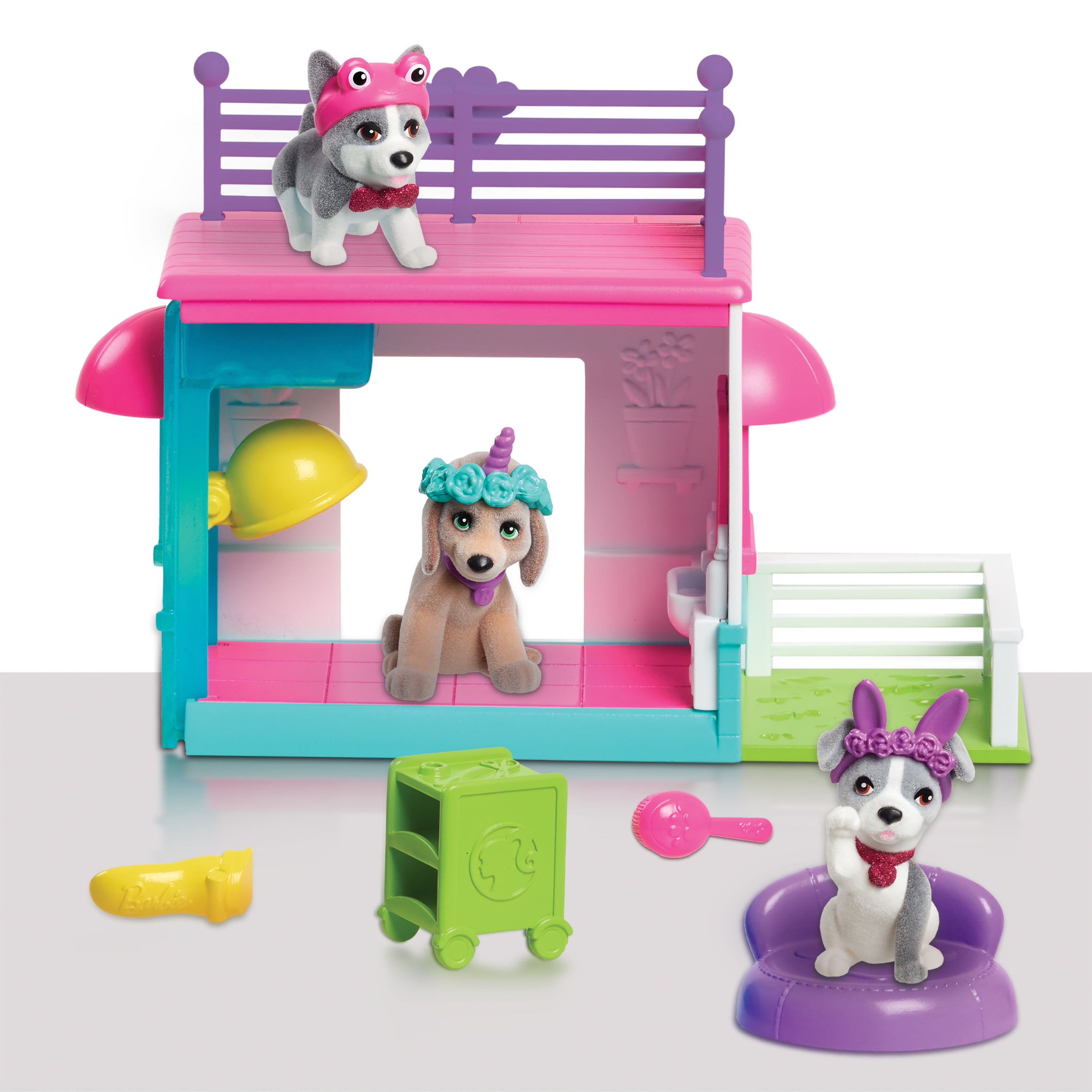 Barbie Pets Spa Day Playset, 8-Piece Set with Pet Pups and Salon Accessories, Kids Toys for Ages 3 and Up - Walmart.com Barbie Pets Spa Day Playset, 8-Piece Set with Pet Pups and Salon Accessories, Kids Toys for Ages 3 and Up - Walmart.com