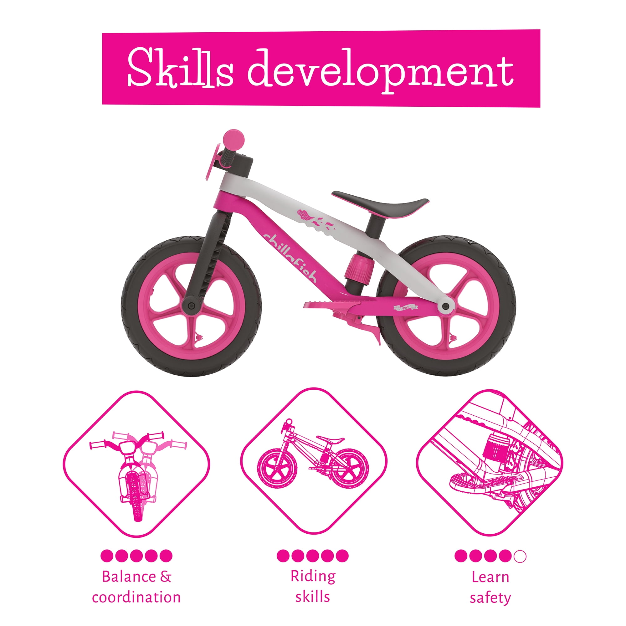 Chillafish Bmxie 2 lightweight balance bike with integrated footrest and footbrake Ginger adjustable seat without tools for kids 2 to 5 years 12 inch airless rubberskin tires 