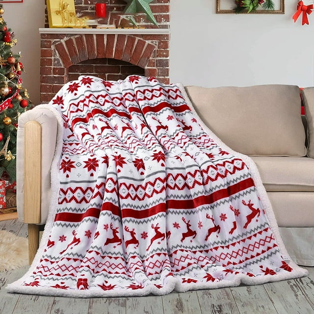 Dvkptbk Christmas Facecloth Blanket, Thick Lambswool, Double Sided Fleece Blanket, Thick Fleece Warm Sofa Blanket And Blanket, Christmas Blanket