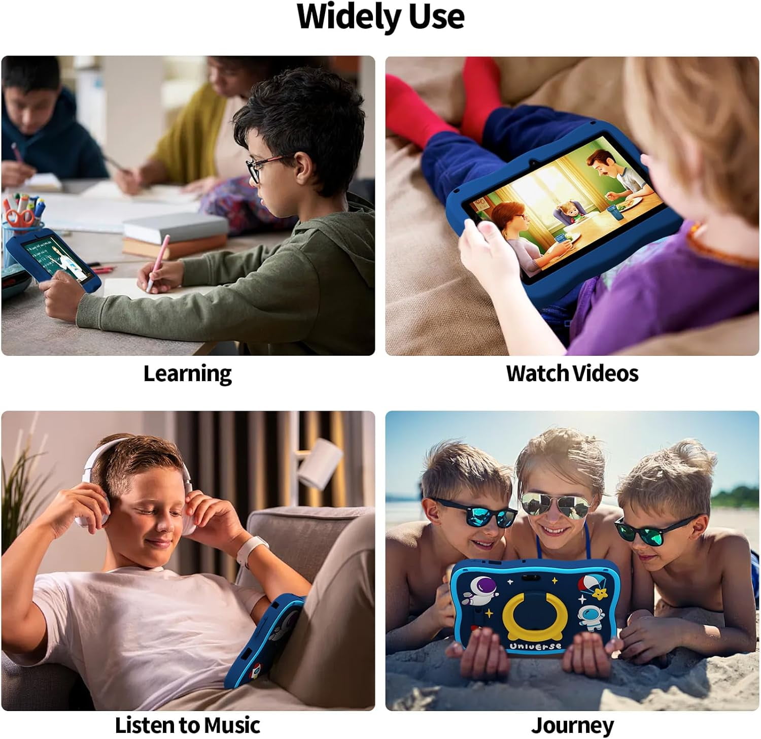 Kids Tablet,Android Toddler Tablet, 128GB Storage, Dual Camera, Shockproof Case, Parental Control Tablets Support