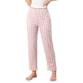 thumbnail image 1 of Pantalones de pijama de cuadros para mujer con cintura elástica y bolsillos, pantalones de lounge largos L, cuadros rosas, 1 of 5
