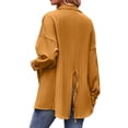 thumbnail image 6 of Nlife Women Lapel Collar Long Sleeve Button Back Lace Up Split Hem Shirt, 6 of 7
