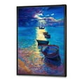 thumbnail image 3 of Designart 'Fishing Boats On The Water With Dark Blue Sky Illustration' Lake House Framed Canvas Wall Art Print, 3 of 5