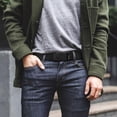thumbnail image 4 of Men Belt with Square Bead Pyramid Decoration Iron Buckle Adjustable Design Jeans Belt Fashion Accessories, 4 of 8