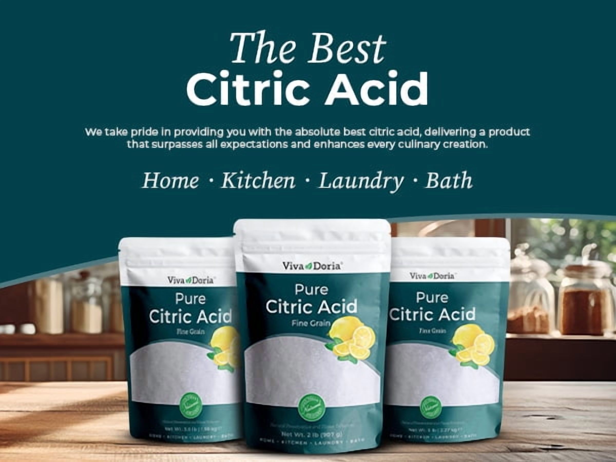 Viva Doria Pure Citric Acid, Food Grade, Fine Grain,  12 oz (340 g)