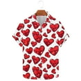 thumbnail image 2 of biudgviw Big and Tall Shirts for Men Valentine's Day Print Short Sleeve Tops Lapel Button Down Fashion Loose Graphic Tees S-5XL, 2 of 5