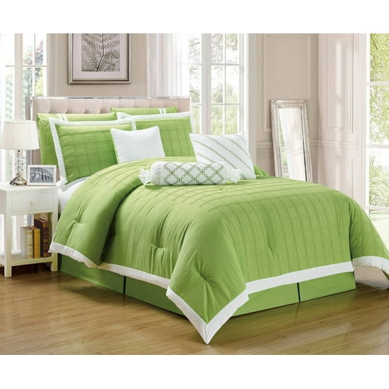 Legacy Decor 9 pc Pleated Microfiber Comforter Set, Lime ...