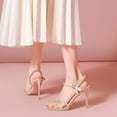 thumbnail image 3 of XYD Women Graceful Rhinestones Open Toe Sandals Ankle Strap Adjustable Buckle Stiletto High Heel Dressy Shoes Size 4 Pink, 3 of 4