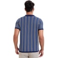 thumbnail image 3 of DARING DIVA Men's Striped Short Sleeves Button Down Jacquard Polo Shirts XL Dark Blue, 3 of 6