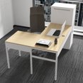 thumbnail image 4 of SYNGAR L-Shaped Office Desk, with Storage Cabinet and Hooks, Industrial Computer Desk, Home Writing Study Desk, Modern Gaming Desk, Laptop Workstation, White, D4612, 4 of 10