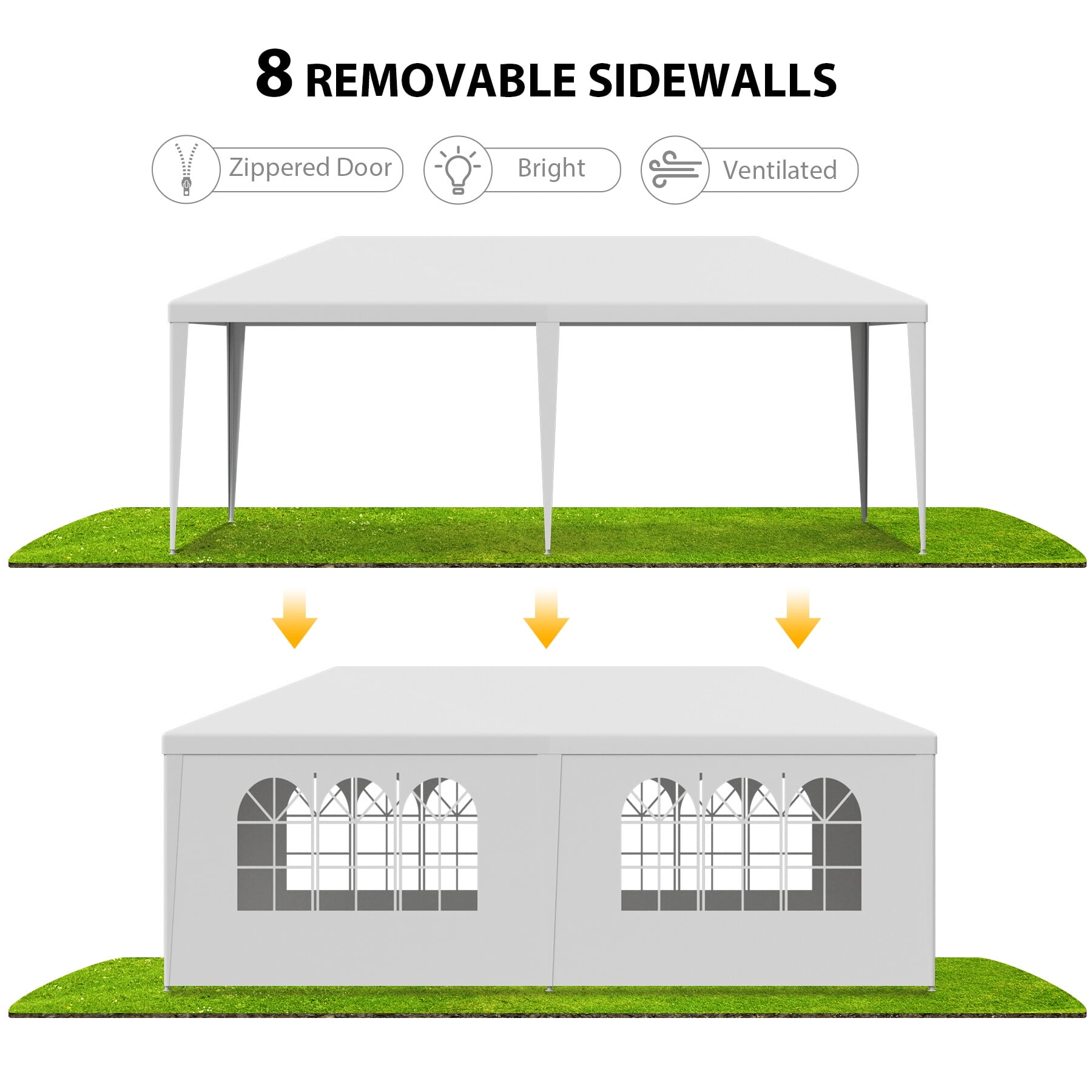 ZenSports 10'x20' Outdoor Gazebo Canopy Wedding Party Tent Storage Shelter Pavilion, White