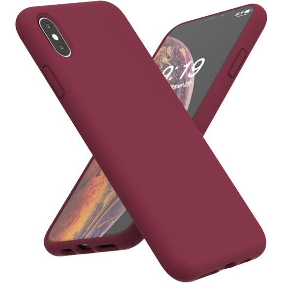 Designed for iPhone Xs Max Case, Silicone Phone Case Full Covered Shockproof Ultra Slim Cover Phone Cases,Soft Anti-Scratch Microfiber Lining Inside,6.5 incn,Wine