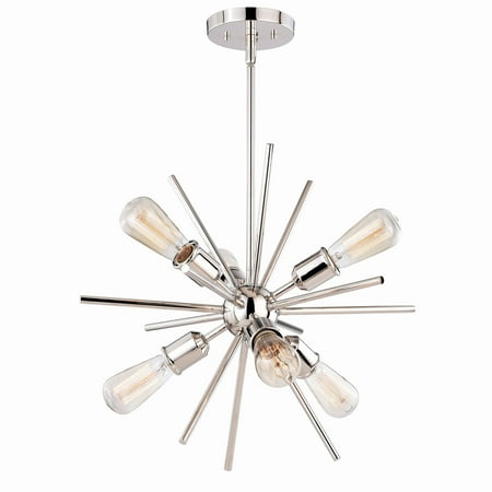 

Vaxcel Estelle 6 Light Polished Nickel Mid-Century Modern Sputnik Pendant
