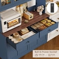 thumbnail image 2 of Homfa 71" Kitchen Pantry with LED Lights and Charging Station, Freestanding Kitchen Cupboard with Storage and Microwave Stand, Floor Cabinet for Dining Living Room, Blue, 2 of 7