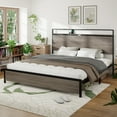 thumbnail image 6 of King Bed Frame with Storage, LED Headboard & USB Ports - Antique Grey Metal Platform Bed, Bedroom Furniture, No Box Spring Needed, Easy Assembly, 82.87"x76.02", 6 of 12