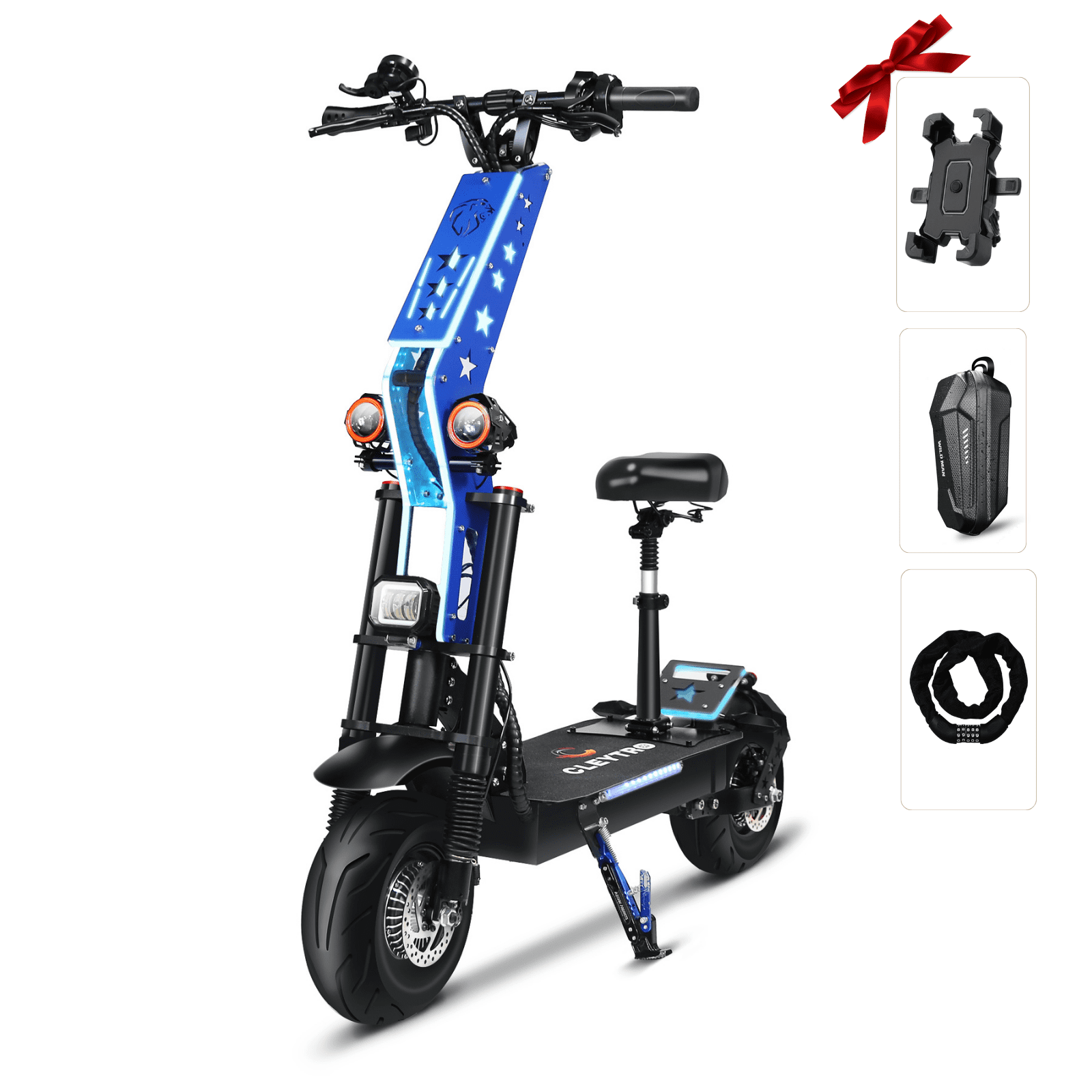 Cleytro 12 inch Adult Electric Scooter, Foldable, 65 mile Range,60V38AH Lithium Battery