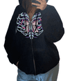 thumbnail image 2 of Veste à Capuche Décontractée pour Femmes à Manches Longues avec Fermeture Éclair, Imprimé Crâne, Poches, Chandail en Molleton d'Automne, 2 of 6