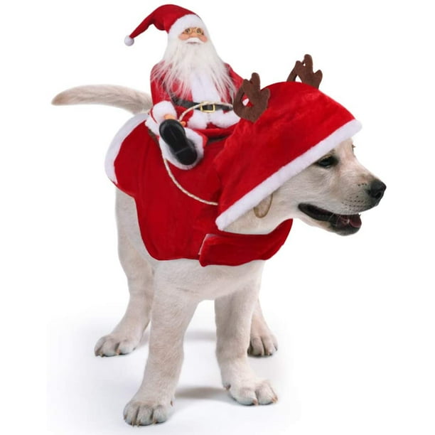 Manteau pour chien de Noël, manteau pour chien de petite taille avec le  père Noël sur son pull rouge de chien de Noël de chat 