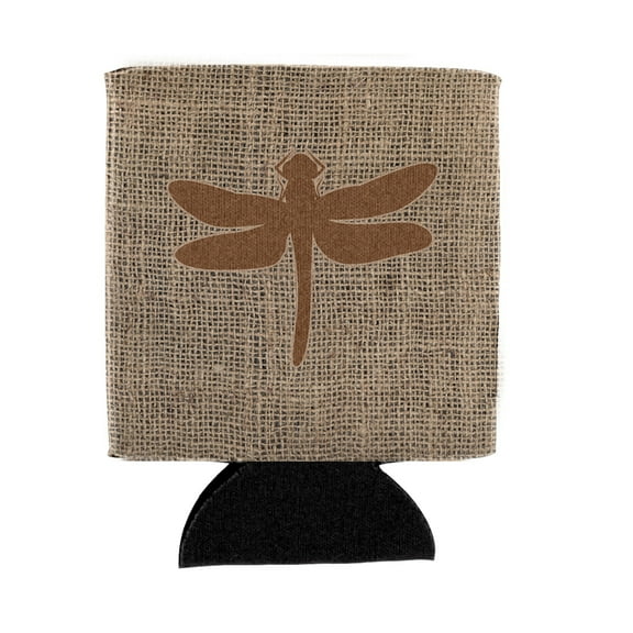 Dragonfly Burlap and Brown Can or Bottle Beverage Insulator Hugger