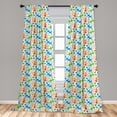 thumbnail image 4 of Ambesonne Ethnic Curtains, Colorful Lizard Silhouettes, Pair of 28"x84", Lime Green and Multicolor, 4 of 4