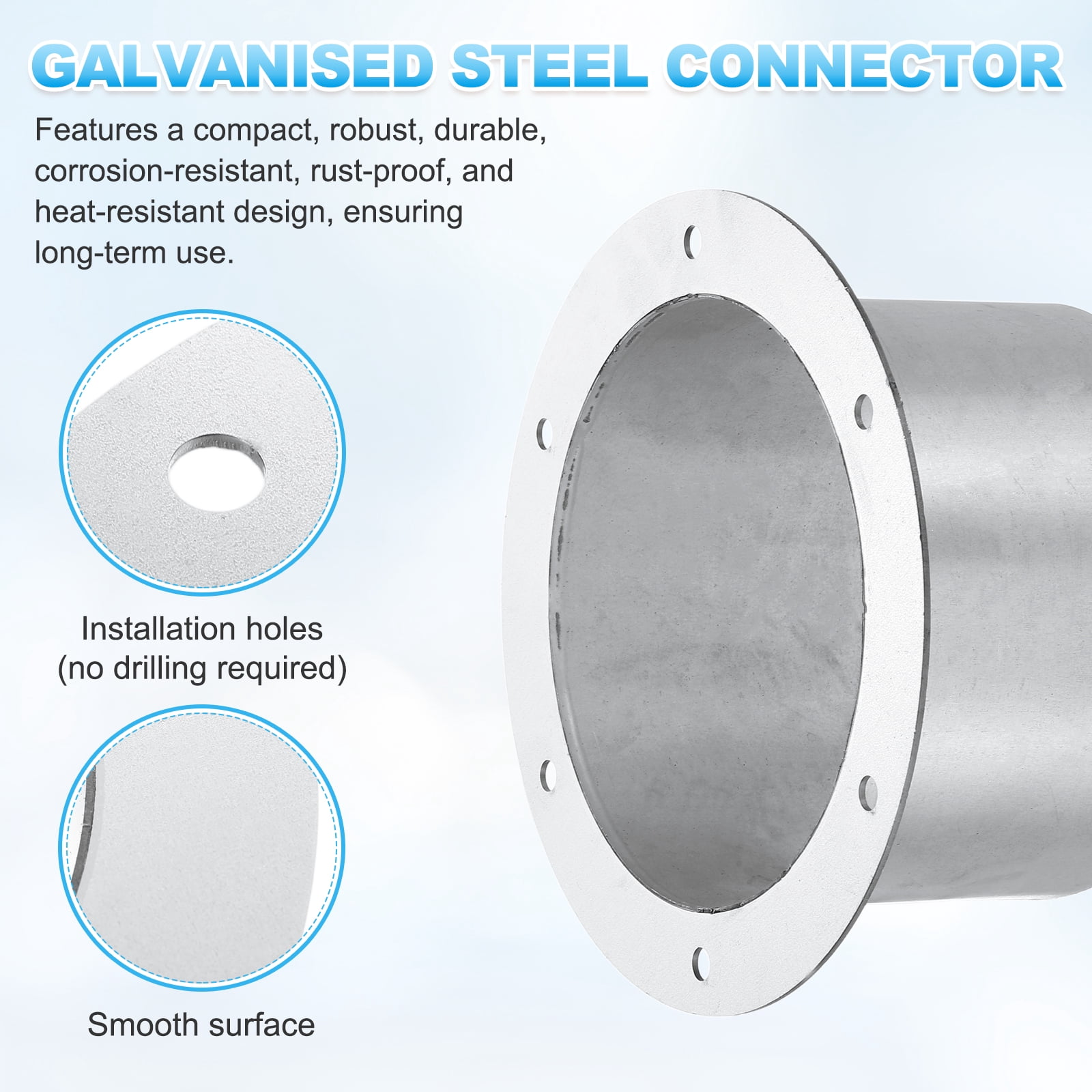 Uxcell Duct Connector Flange (5.9", Silver) -  Galvanised Steel Round Dust Collection Fittings Dryer Vent Exhaust Pipe Hose Flange, Fits Heating Cooling Ventilation HVAC System