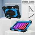 thumbnail image 6 of for iPad Mini 7th Gen 8.3" 2024 Case, Military Grade Heavy Duty Silicone Protection Cover with Pencil Holder + 360 Rotating Stand + Handle Rugged Cover for iPad Mini 6th Gen 8.3" 2021, Black+blue, 6 of 6