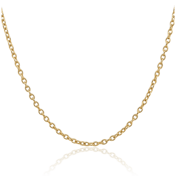 14K Solid Yellow Gold 3.2mm Round Cable Rolo Link Chain Belcher Necklace