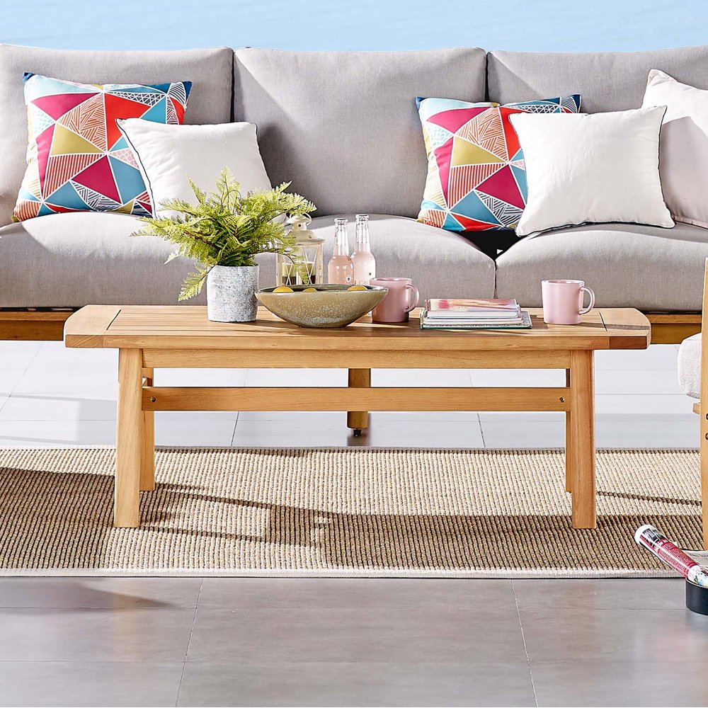 Orlean Outdoor Patio Eucalyptus Wood Coffee Table in Natural