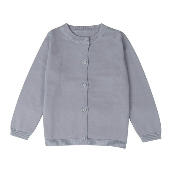 Boys Girls' School Unifor𝐦 Basic Cardigan Sweater Kids Long Sleeve Button Up with Ribbed Cuffs Crewneck Knit Sweater Tops