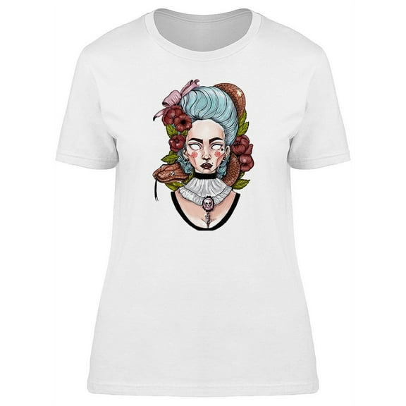 Blue Hair Gothic Girl T-Shirt Women -Image by Shutterstock, Female Small