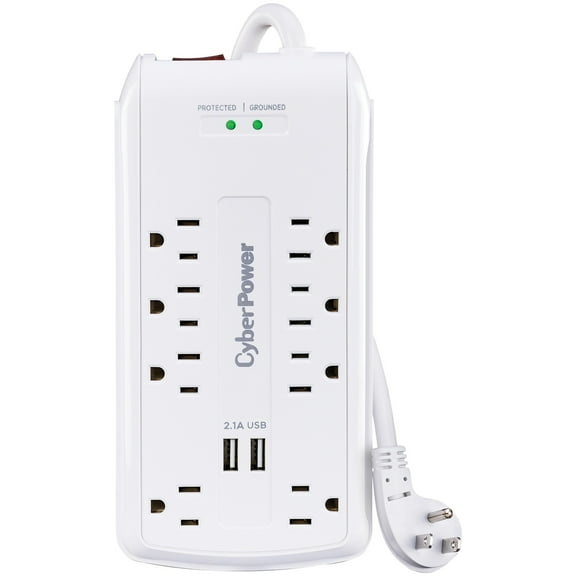 CyberPower P806U Home Office Surge-Protector 8-Outlet Power Strip with 2 USB Ports, 6-Foot Cord