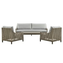 Grenada Wicker and Aluminum Outdoor Sofa in Brown with Gray Cushions