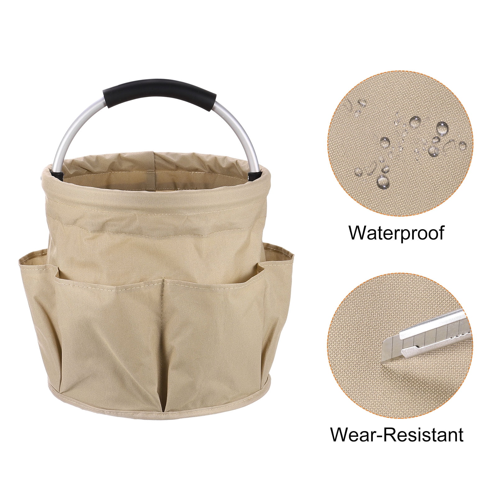 Uxcell 2pcs Garden Tool Bag 280mm x 280mm Oxford with Pockets Garden Tote Bag, Khaki