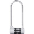 thumbnail image 1 of Digit Combination Alloy Padlock, U-Shaped Security Code Lock, Extra Long Cabinet Door Lock, Resettable Combination Lock, Gym Locker, School Locker (Silver), 1 of 5