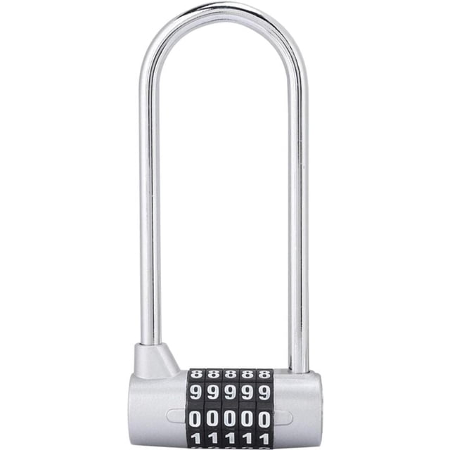 Digit Combination Alloy Padlock, U-Shaped Security Code Lock, Extra Long Cabinet Door Lock, Resettable Combination Lock, Gym Locker, School Locker (Silver)
