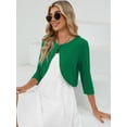 thumbnail image 4 of DEMOTIME Women's Cardigan 3/4 Sleeve Cropped Open Front Bolero Shrug for Dresses Green M, 4 of 6