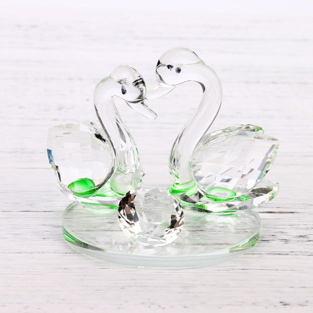 Large Twin Double Swans Decorative Crystal Gift Present Model Valentines Wedding 