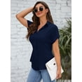 thumbnail image 5 of Sherrylily Women Casual Short Sleeve Button Down Shirts V Neck Collared Blouses with Pockets, 5 of 7