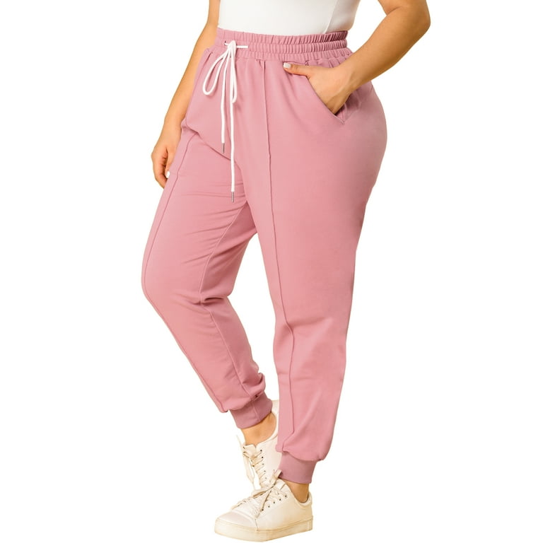 MODA NOVA Juniors Plus Size Sweatpants Elastic Waist Jogger Pants Pink 3X